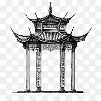 手绘亭子门面