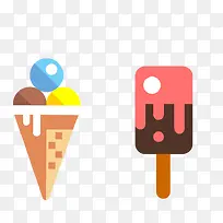 清凉夏日冰棍冰淇淋矢量扁平素材
