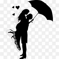墨迹情侣爱心雨伞