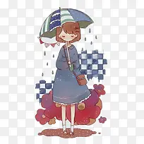 卡通下雨天气