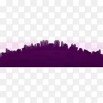 紫色卡通剪影城市