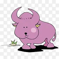 卡通紫色牛