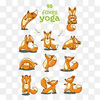 11款练瑜伽的狐狸矢量素材