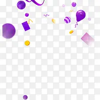 紫色气球金币圆球卡通背景