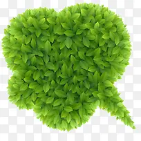 手绘绿色树叶小花