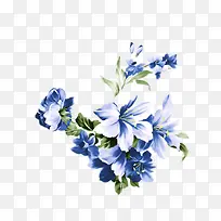 蓝色手绘花