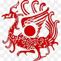 中国风红色龙纹图标