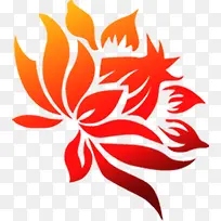 手绘黄红色花纹图标