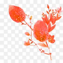 红色花朵树叶创意