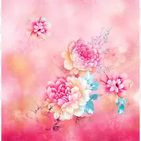 粉色梦幻花朵写意