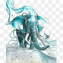 水彩大象