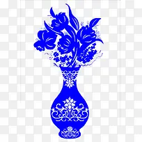 蓝色花瓶图案