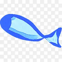 扁平合成水彩蓝色的小鱼