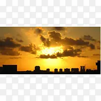 天空夕阳城市背景