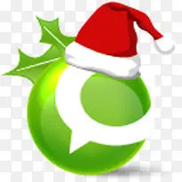 绿色圆球红色圣诞帽