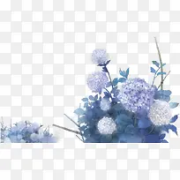 蓝色圆球花卉海报背景