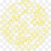 黄色线条新年花纹底纹