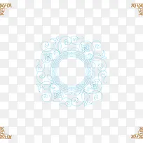 蓝色圆形古典花纹中秋