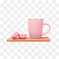 粉色杯子和马卡龙