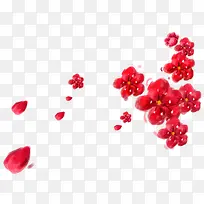 红色水彩花朵素材