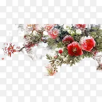 手绘红色花朵植物装饰