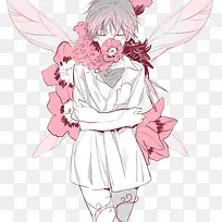 卡通立绘红色花朵天使