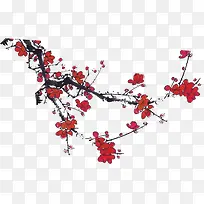 红色花朵树枝装饰