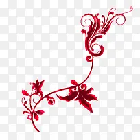 红色古风装饰花朵