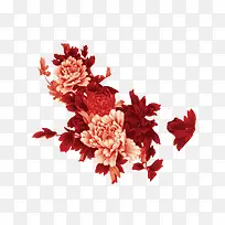 红色花朵彩绘装饰