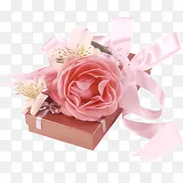 粉色花朵礼盒丝带