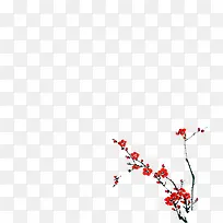 红色手绘梅花花朵