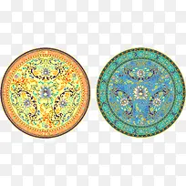 彩色圆盘花纹矢量素材