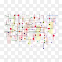 矢量彩色曲线和圆点