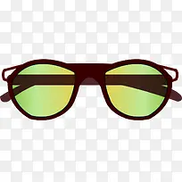 矢量眼镜墨镜卡通绿色镜片