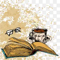 矢量咖啡喝书籍