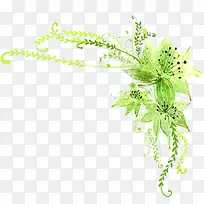 绿色手绘清新花朵装饰