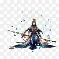 蓝色蝴蝶服饰美女