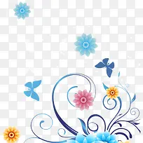 春天蓝色蝴蝶花纹