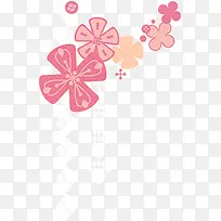卡通粉红花朵手绘漂浮