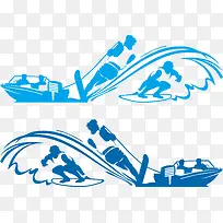 水上运动蓝色矢量图