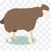 褐色卡通矢量羊动物图