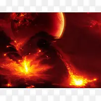 星球场景红色炫光合成场景渲染效果