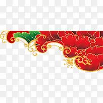 红色春节花纹装饰