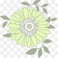 手绘绿色唯美花朵春日
