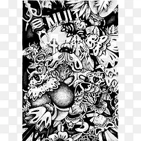 花草线条插画设计