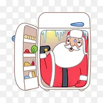 合成创意效果圣诞老人在冰箱