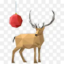 红色圣诞吊球和驯鹿矢量