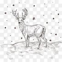手绘圣诞驯鹿