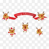 快乐驯鹿和圣诞横幅