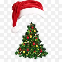 圣诞帽子和圣诞树